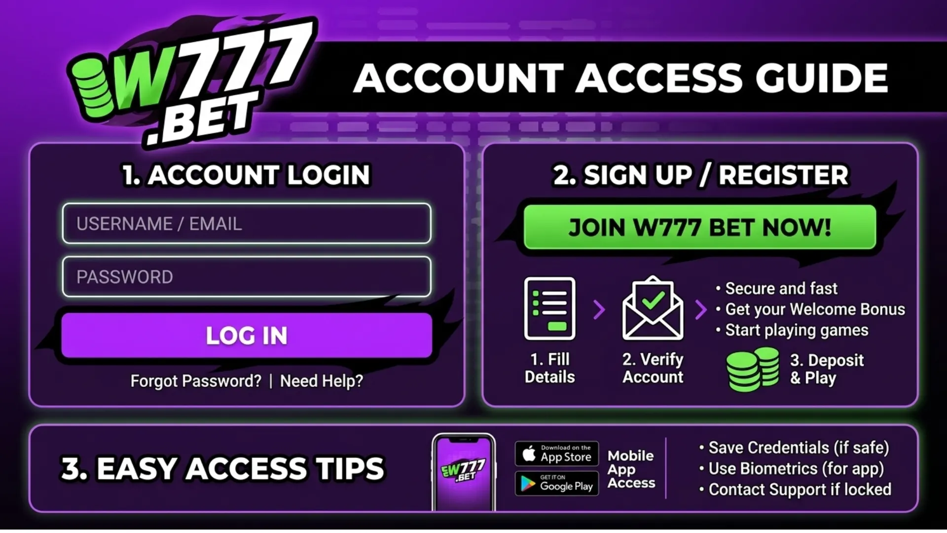 W777Bet-Game-Account-Login